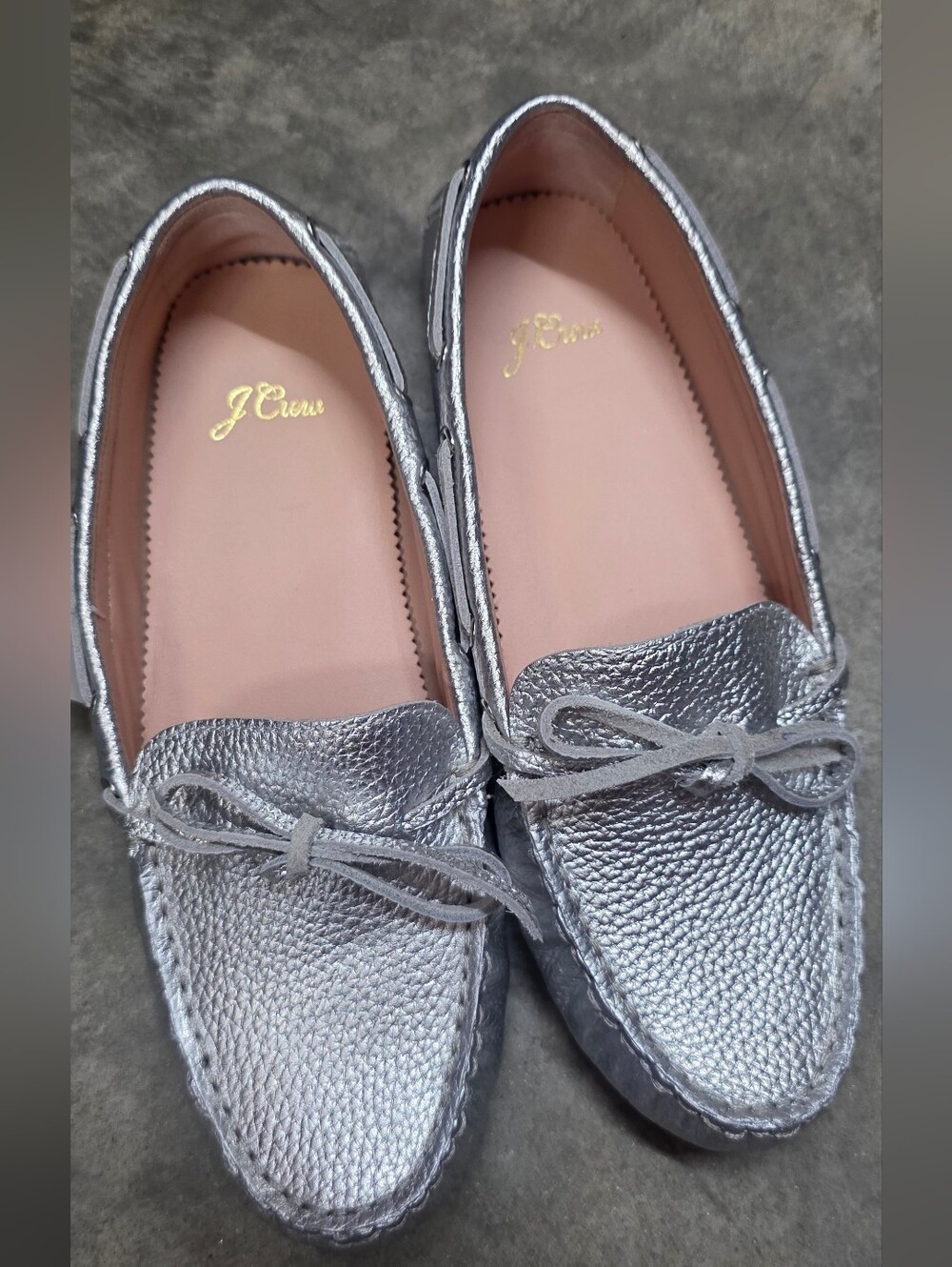 J. Crew Women’s Silver Metallic Driving Loafers SIZE 7.5